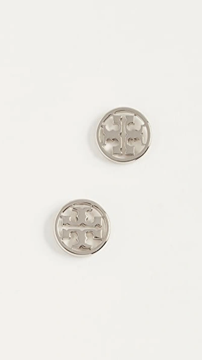 Tory Burch Women's Logo Circle Stud Earrings/silvertone