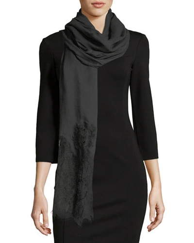 Valentino Lace-trim Shawl In Black