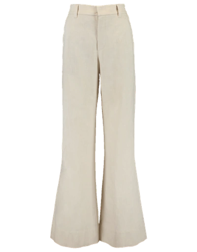 Brunello Cucinelli Elastic Back Full Linen Pant In Oat