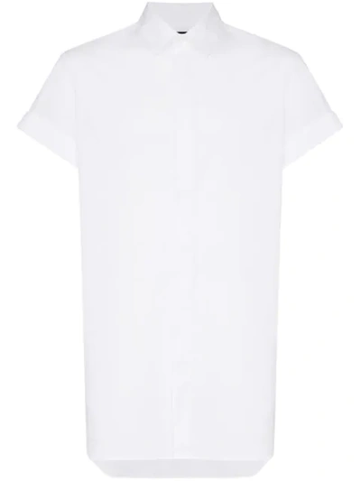 Ann Demeulemeester Oversized Cotton Short Sleeve Shirt In White