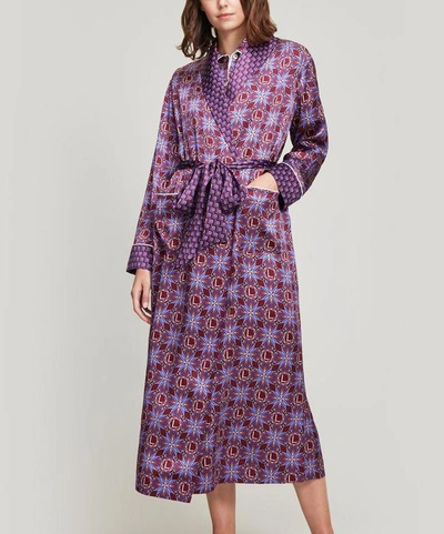 Liberty London Harlequin Iphis Silk Satin Long Robe In Pink