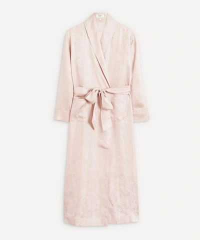 Liberty London Hera Silk Jacquard Long Robe In Light Pink