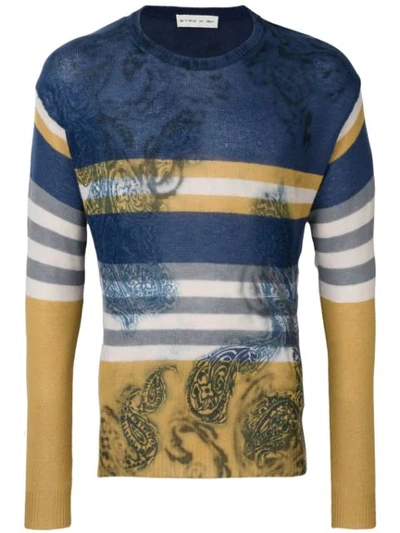 Etro Paisley Print Jumper In Blue