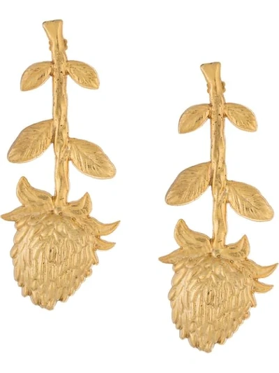 Natia X Lako Long Flower Earrings In Gold