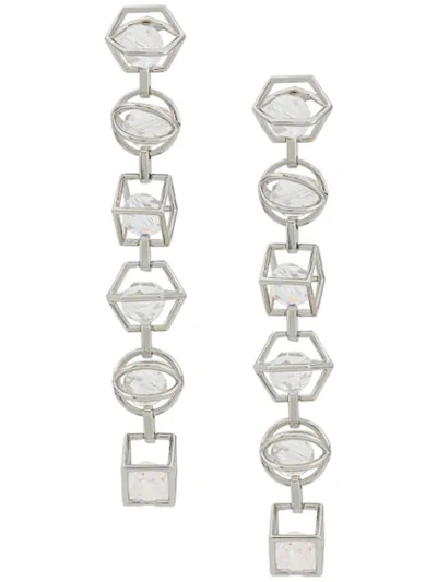 Atelier Swarovski Nostalgia Triple Drop Earrings By Mary Katrantzou In Silver