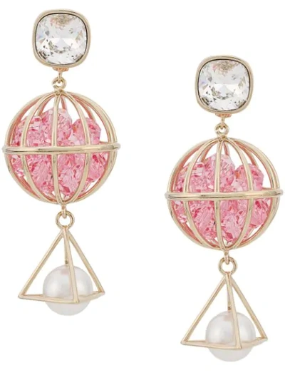 Atelier Swarovski Nostalgia Triple Drop Earrings By Mary Katrantzou In Pink