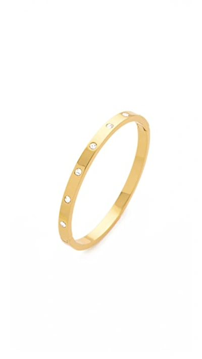 Kate Spade Set In Stone Hinged Bangle In Clear/gold