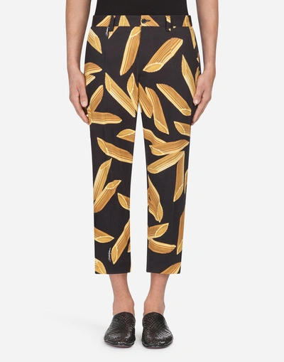 Dolce & Gabbana Printed Cotton Pants In Black