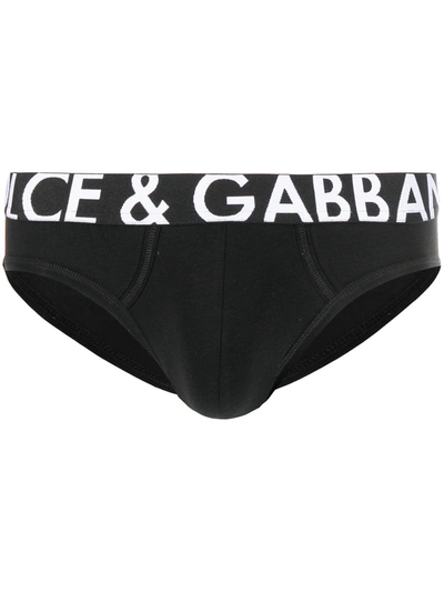 Dolce & Gabbana Mid Briefs In Stretch Cotton Pima In Black