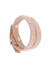 Tory Burch Double-wrap Logo Stud Bracelet In Light Oak