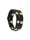 Tory Burch Double Wrap Logo Bracelet In Black/tory Gold