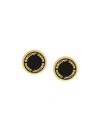 Marc Jacobs Enamel Logo Disc Stud Earrings In Black/gold