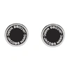 Marc Jacobs Enamel Logo Disc Stud Earrings In 068 Blk/arg