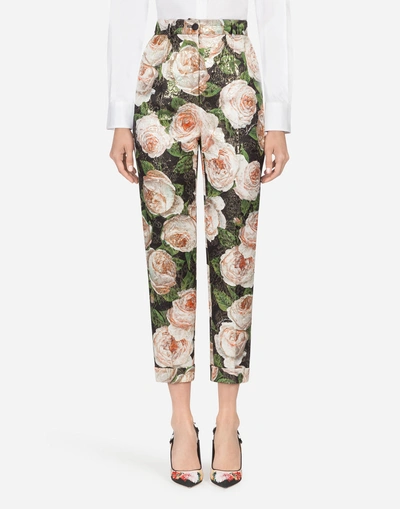 Dolce & Gabbana Printed Brocade Pants In Floral Print