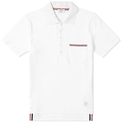 Thom Browne Stripe Pocket Jersey Polo In White