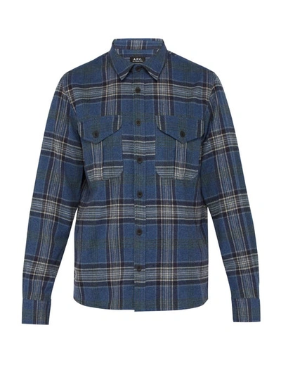 Apc Breton Plaid Brushed-flannel Shirt In Blue