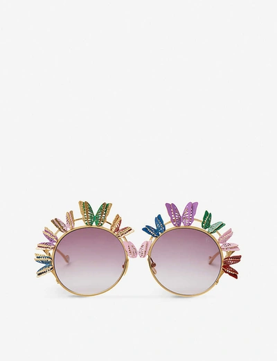 Anna-karin Karlsson The Butterfly Round-frame Sunglasses In Multi