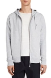 Allsaints Raven Slim-fit Cotton-fleece Hoody In Gray Marl