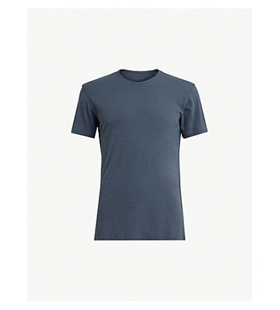 Allsaints Figure Crewneck Cotton-jersey T-shirt In Pacific Blue