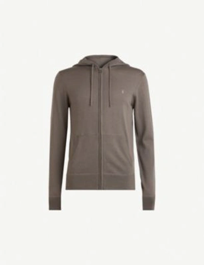 Allsaints Mode Merino Wool Hoody In Coregrey