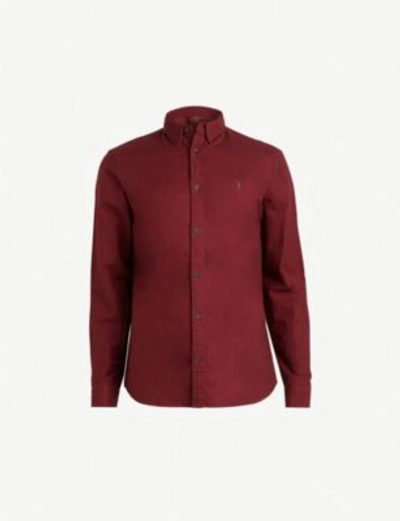 Allsaints Hungtingdon Slim-fit Cotton Shirt In Cranberry Red