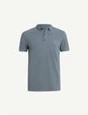 Allsaints Parlour Cotton-blend Polo-shirt* In Chambrayblue