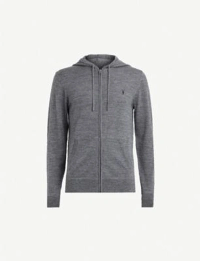 Allsaints Mode Merino Wool Hoody In Charcoal Mouli