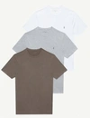 Allsaints Brace Tonic Pack Of Three Cotton-jersey T-shirts In Khaki Grey Whi