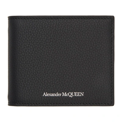 Alexander Mcqueen Foiled-logo Leather Bi-fold Wallet In Black