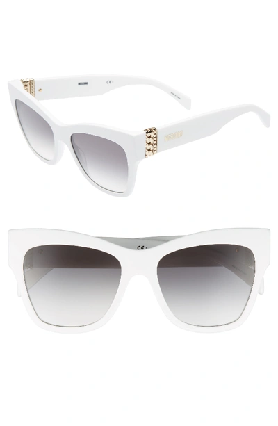 Moschino Cat Eye Acetate Sunglasses W/ Chain Temples In White