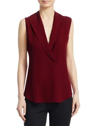 Theory Shawl Collar Silk Shell In Deep Mulberry