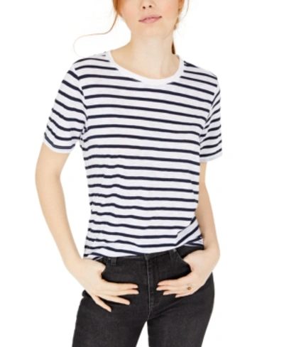 Splendid Zoe Striped Crewneck Short-sleeve T-shirt In Navy/off White
