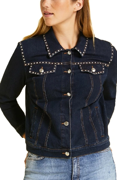 Marina Rinaldi Plus Size Canguro Denim Jacket In Navy Blue