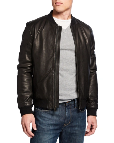 Cole Haan Lambskin Leather Moto Jacket In Black