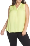 Vince Camuto V-neck Rumple Blouse In Island Lime