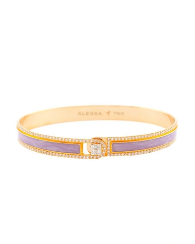 Alessa Jewelry Spectrum Painted 18k Rose Gold Bangle W/ Diamonds, Light Purple