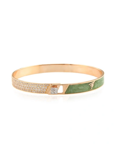 Alessa Jewelry Spectrum 18k Rose Gold Painted Bangle W/ Diamonds, Green