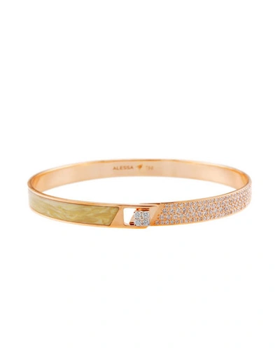 Alessa Jewelry Spectrum 18k Rose Gold Painted Bangle W/ Diamonds, Yellow