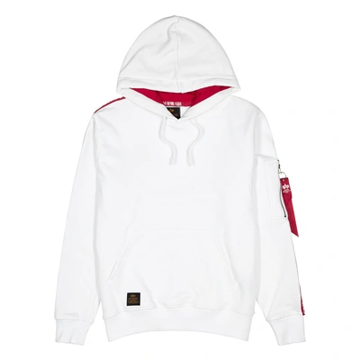 Alpha Industries Rbf White Hooded Cotton-blend Sweatshirt In White And Red