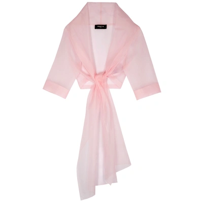 Paule Ka Pale Pink Tie-front Silk Organza Bolero In Light Pink