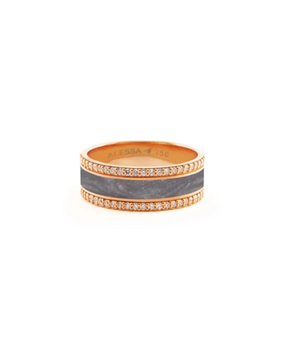 Alessa Jewelry Spectrum Painted 18k Rose Gold Ring W/ Diamond Trim, Gray