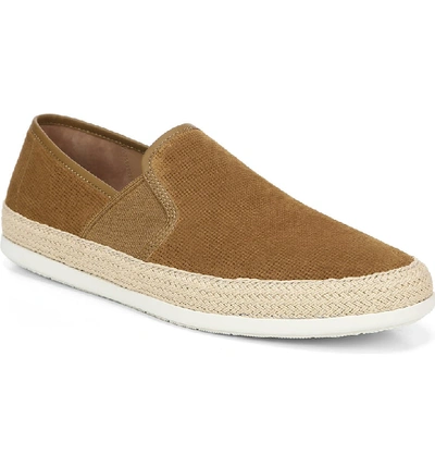 Vince Men's Chad Perforated Sport Suede Slip-on Sneakers In Wheat