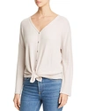 Alison Andrews Tie-hem Thermal Top In Cream