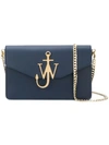 Jw Anderson Navy Logo Purse With Chain In Blue