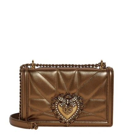 Dolce & Gabbana Medium Leather Devotion Shoulder Bag In Marrone