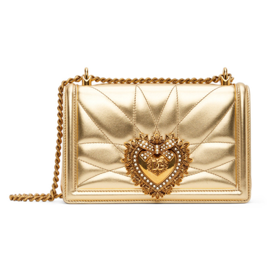 Dolce & Gabbana Gold Devotion Shoulder Bag In 87503 Gold