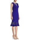 Aidan Mattox Lace-accented Cocktail Dress In Cobalt