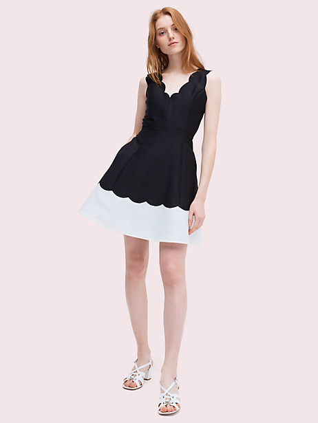 scalloped fit and flare dress