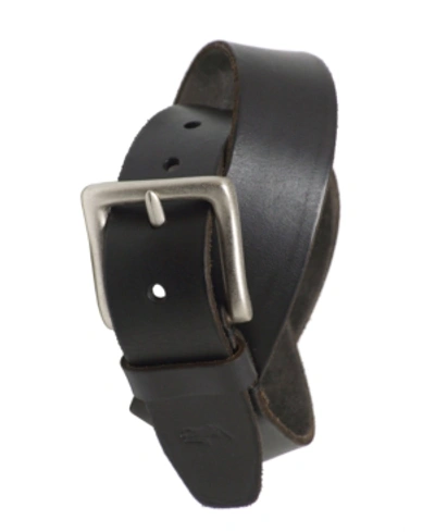 Polo Ralph Lauren Distressed Leather Belt With Westened Buckle In Black