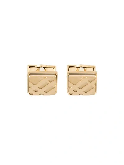 Burberry Square Check Cufflinks In Pale Gold